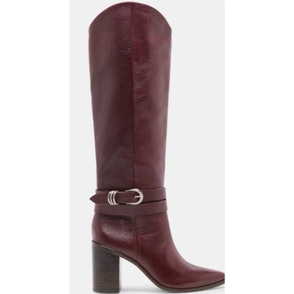 Dolce Vita Tyrone Leather Knee High Boots Size 6.5W Cranberry Brown New